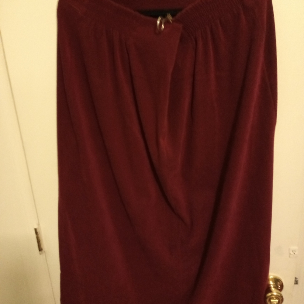 Ladies burgundy microfiber long skirt